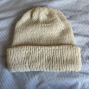 Cozy Cream Hand Knit Beanie